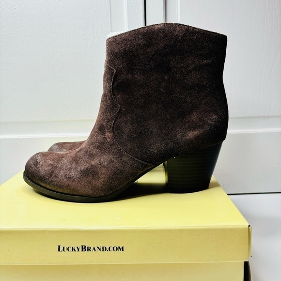 LUCKY BRAND Tablita Tobacco Oiled Suede Boots Size 9 - Picture 4 of 8